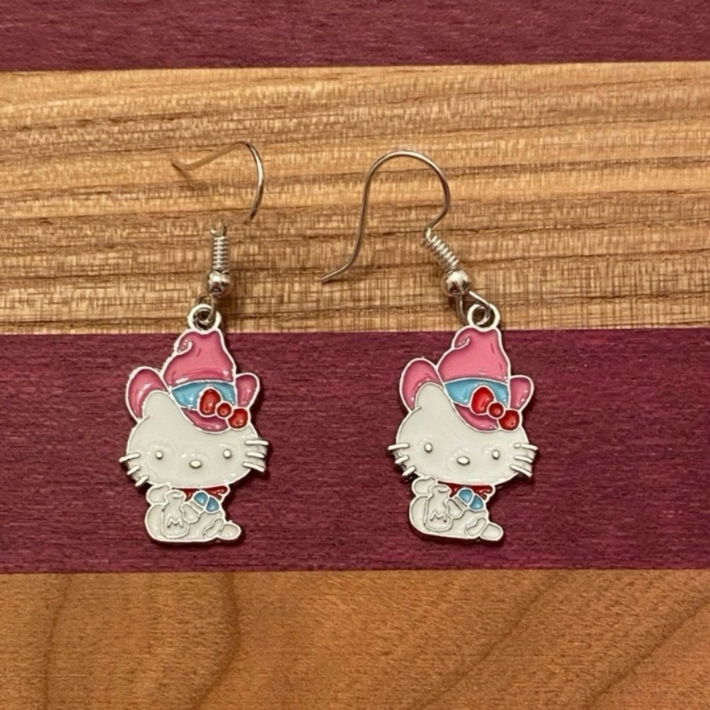 Cowgirl Earrings with Pink and Blue Accents